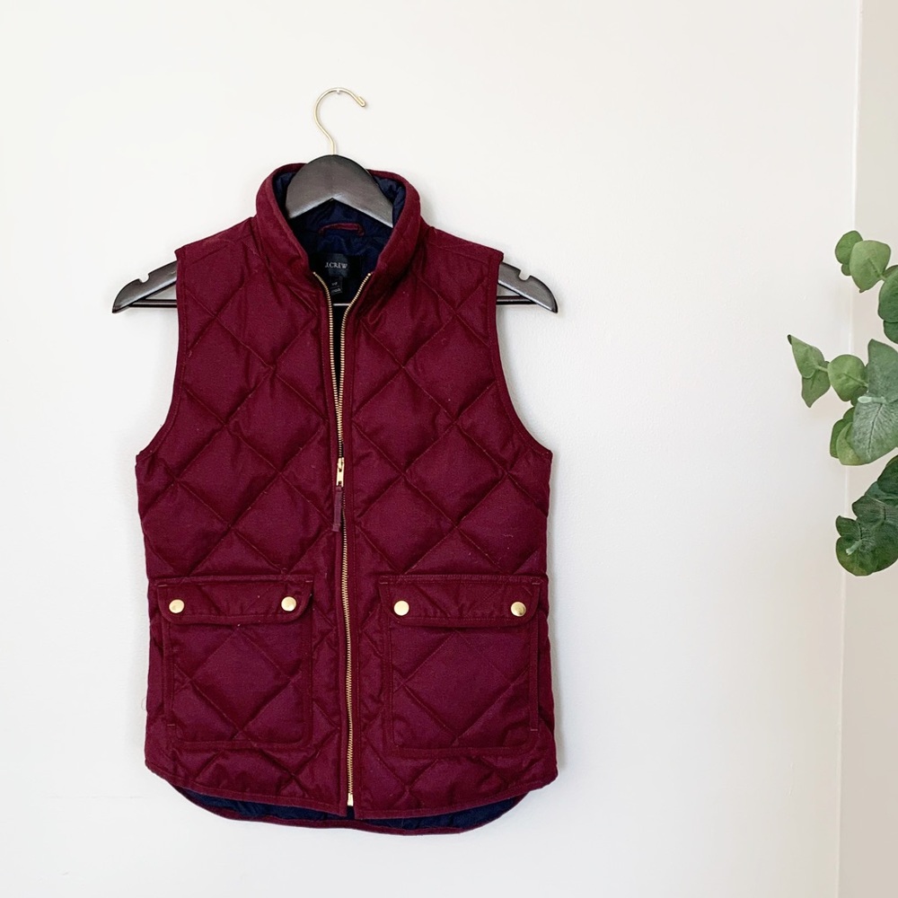 J Crew burgundy quilted vest
